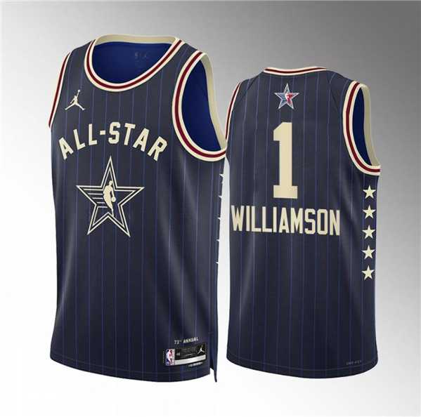 Mens 2024 All-Star #1 Zion Williamson Navy Stitched Basketball Jersey->->NBA Jersey